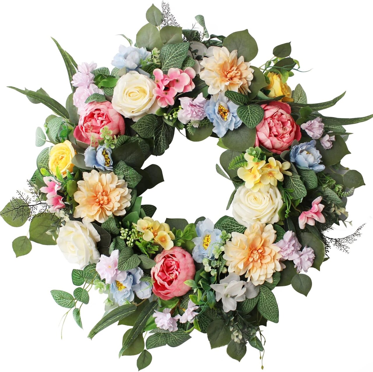 24Inch Spring Wreaths for Front Door, Spring Wreaths, Peony Wreaths for Front Door